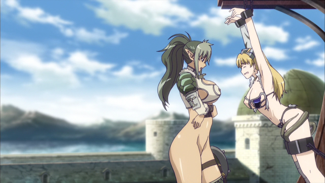 クイーンズブレイド 美しき闘士たち 第1話 Queen's Blade エリナ (cv.水橋かおり) エキドナ (cv.甲斐田ゆき) 一般アニメ エロ GIF 画像 乳首 拘束 レズ くすぐり 異種姦